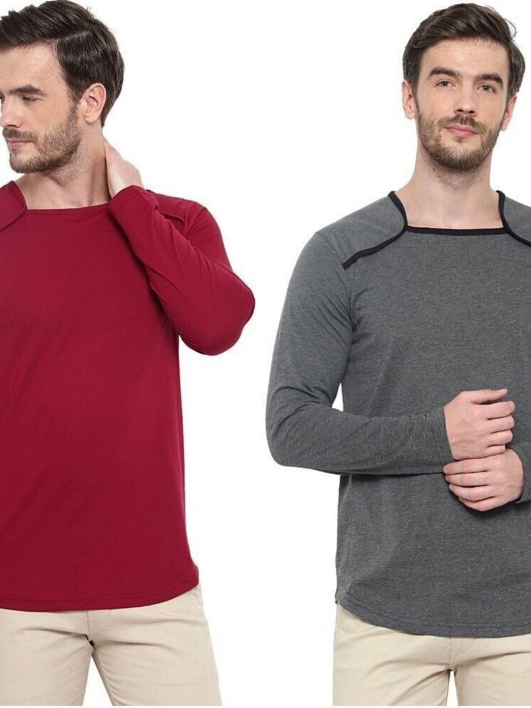 

Unicus Apparel Pack Of 2 Round Neck Cotton T-shirts, Maroon