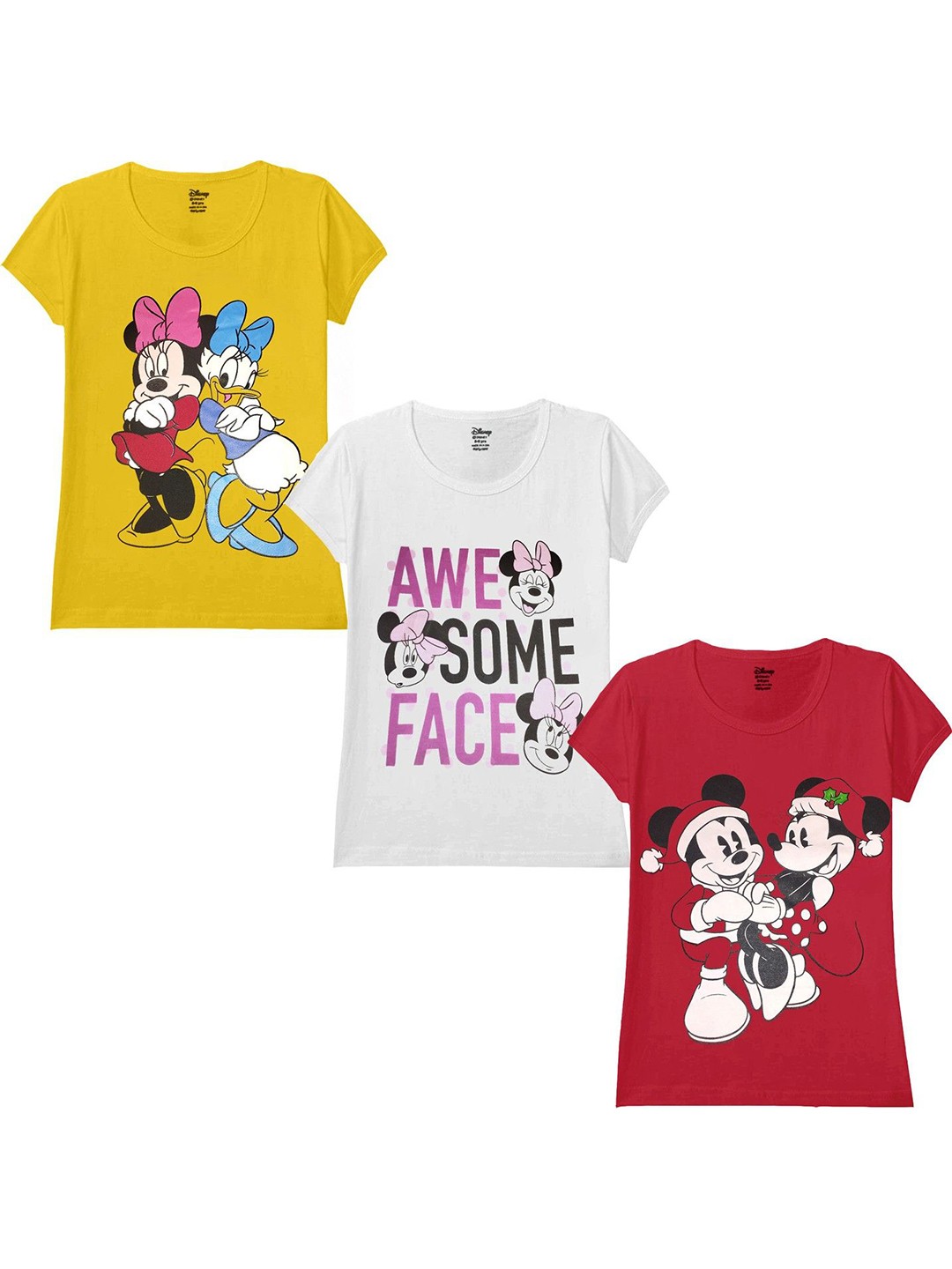 

Disney By Miss and Chief Girls Pack Of 3 Bio Finish Graphic Printed Cotton T-shirts, White