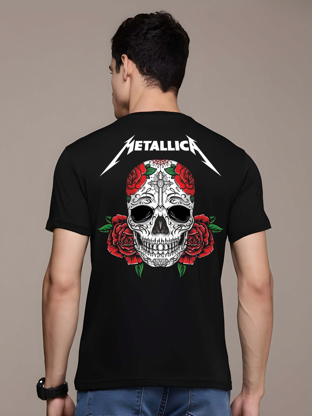 

THE BEETEL HOUSE Men Graphic Printed Round Neck Cotton T-shirt, Black