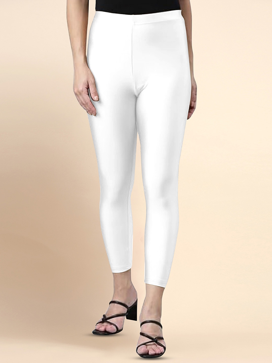 

Trendmalls Women Microfiber Elastane Stretch Soft Leggings With Ultrasoft Waistband, White