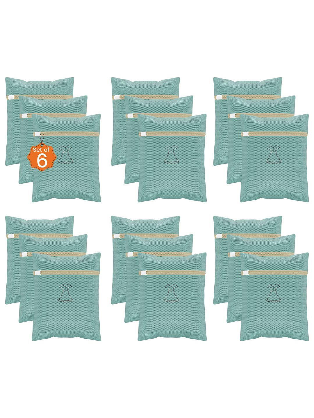 

Kuber Industries Grey 18 Pieces Reusable Rectangular Durable Laundry Bags With Zipper, Green