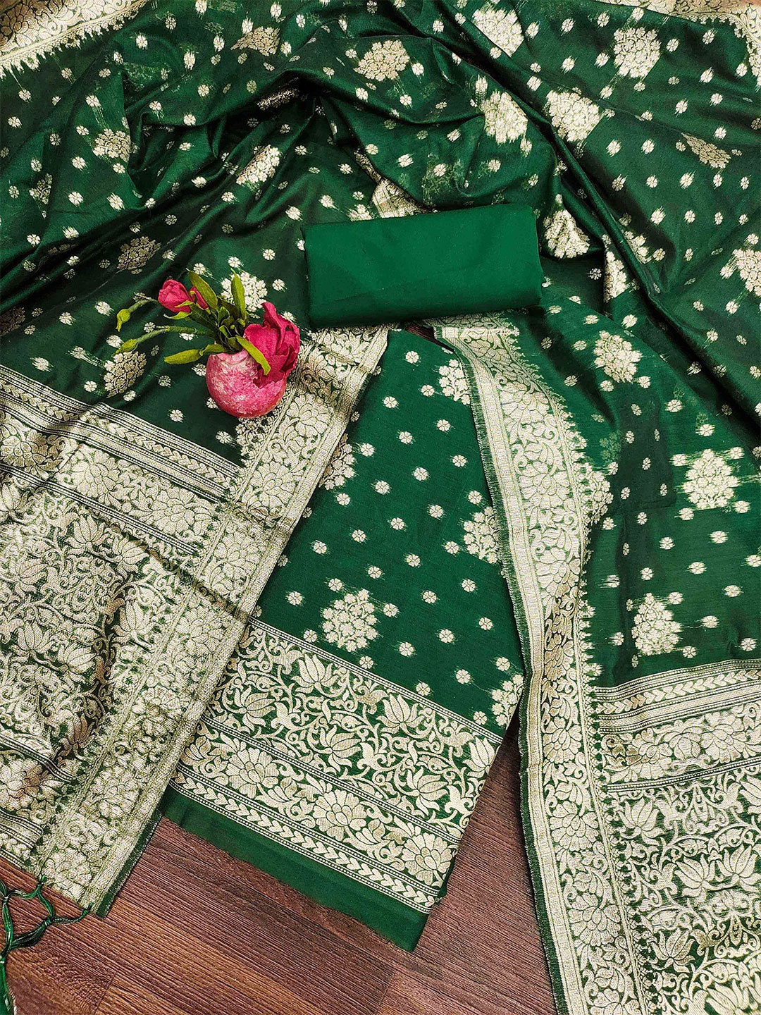 

Maroosh Floral Woven Design Jacquard Unstitched Dress Material, Green