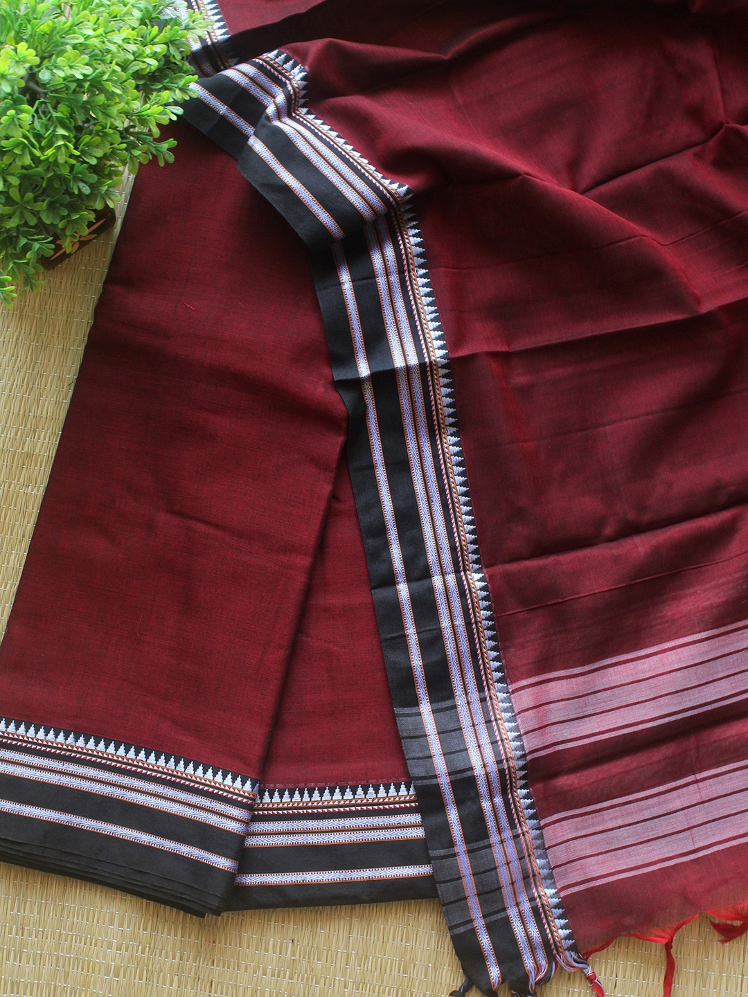 

Weaves of Tradition Zari Work Pure Cotton Unstitched Dress Material, Maroon