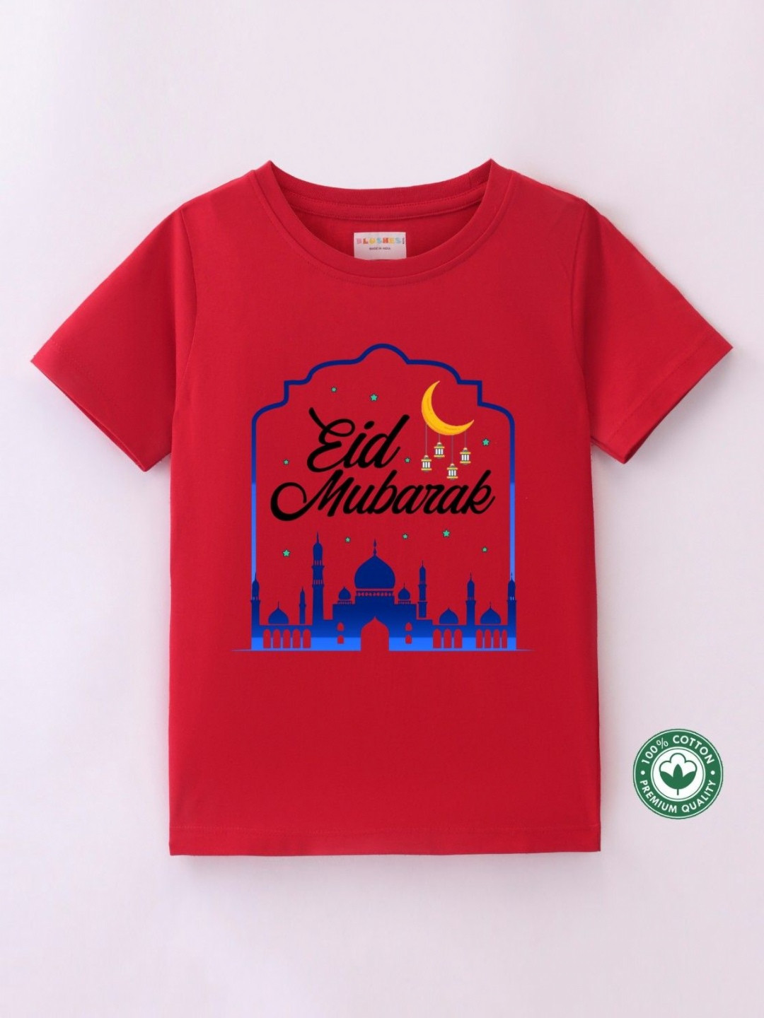 

BLUSHES Kids Typography Printed Round Neck Pure Cotton T-shirt, Red