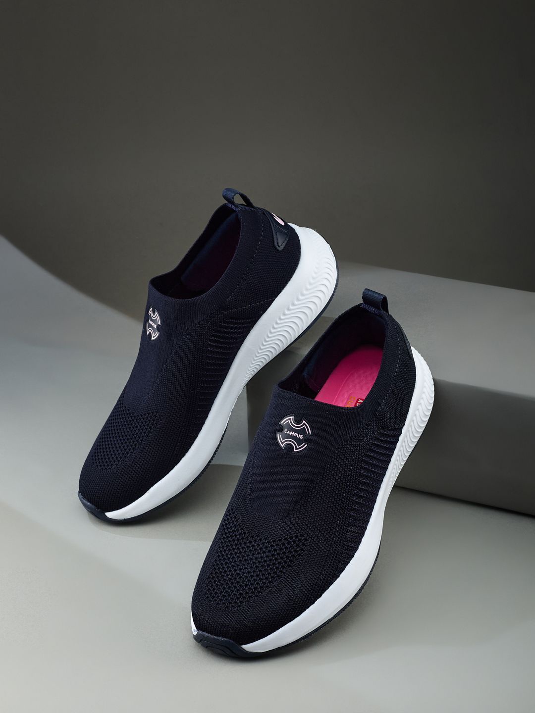 

Campus Women Textured Slip-On Sneakers, Navy blue