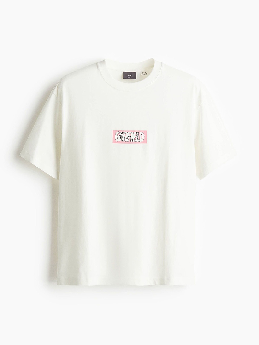 

H&M Loose Fit Printed Pure Cotton T-shirt, White