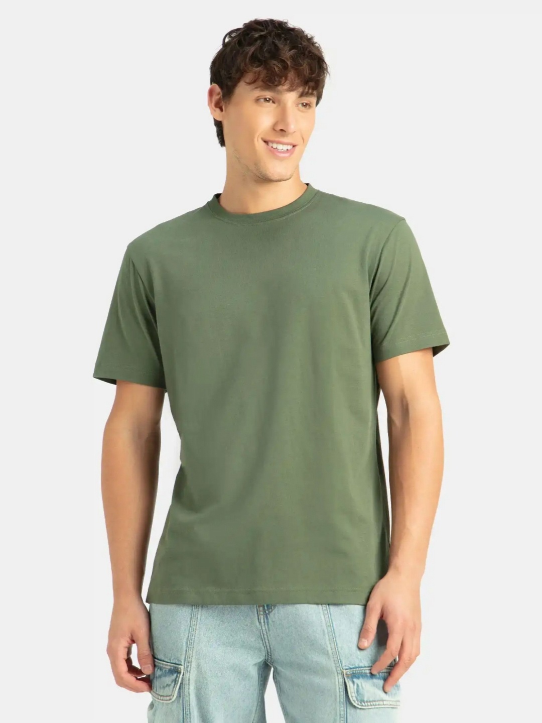 

Jockey Men Solid Round Neck T-shirt, Olive
