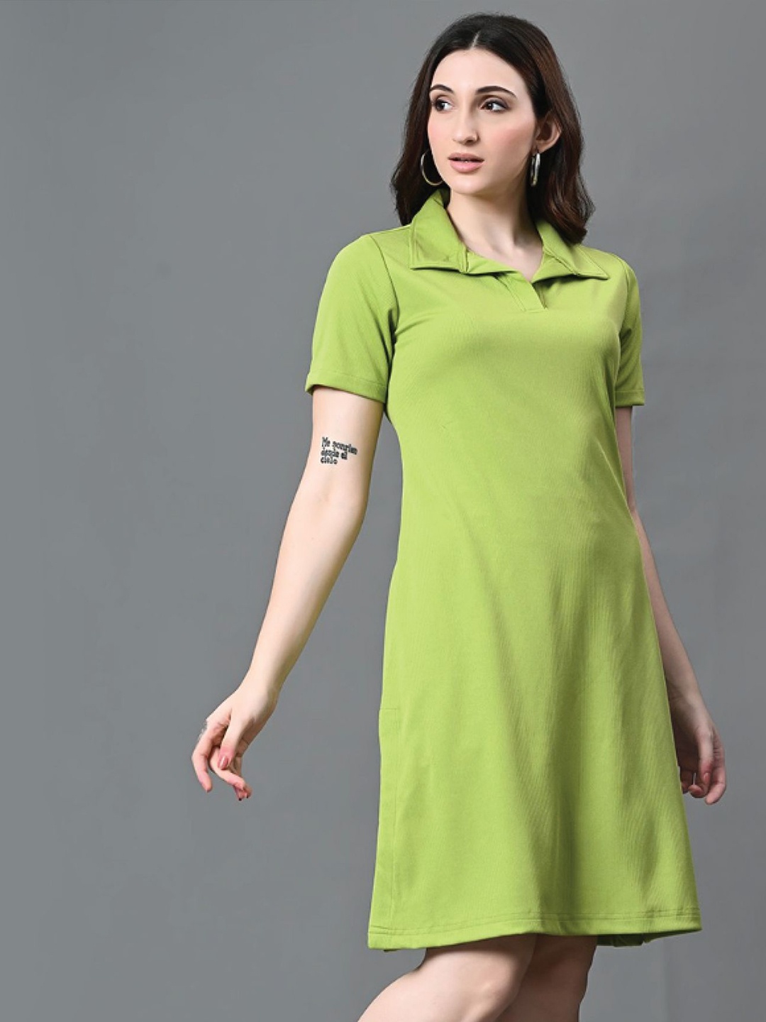 

Dreambe Women Solid A-Line Dresses, Green