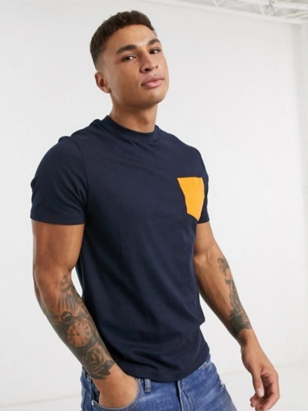 

Unicus Apparel Men Solid Round Neck Cotton Slim Fit T-shirt, Blue