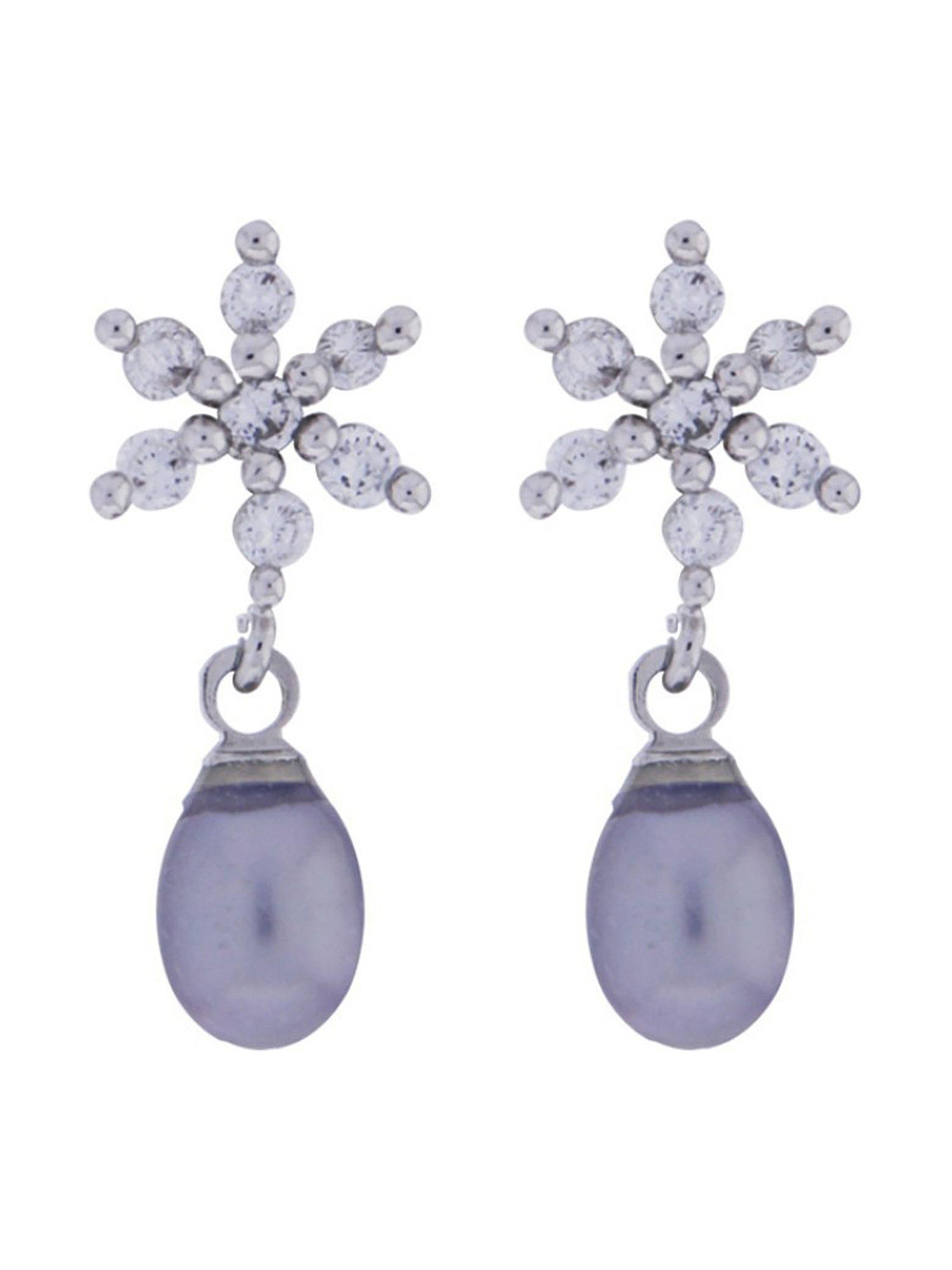 

Sri Jagdamba Pearls Dealer Silver-Plated Contemporary Pearl Drop Earrings, Grey