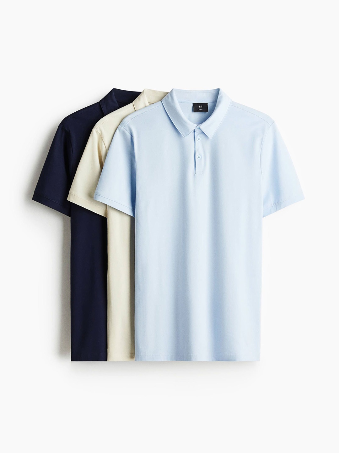 

H&M 3-Pack Slim Fit Polo Shirts, Blue