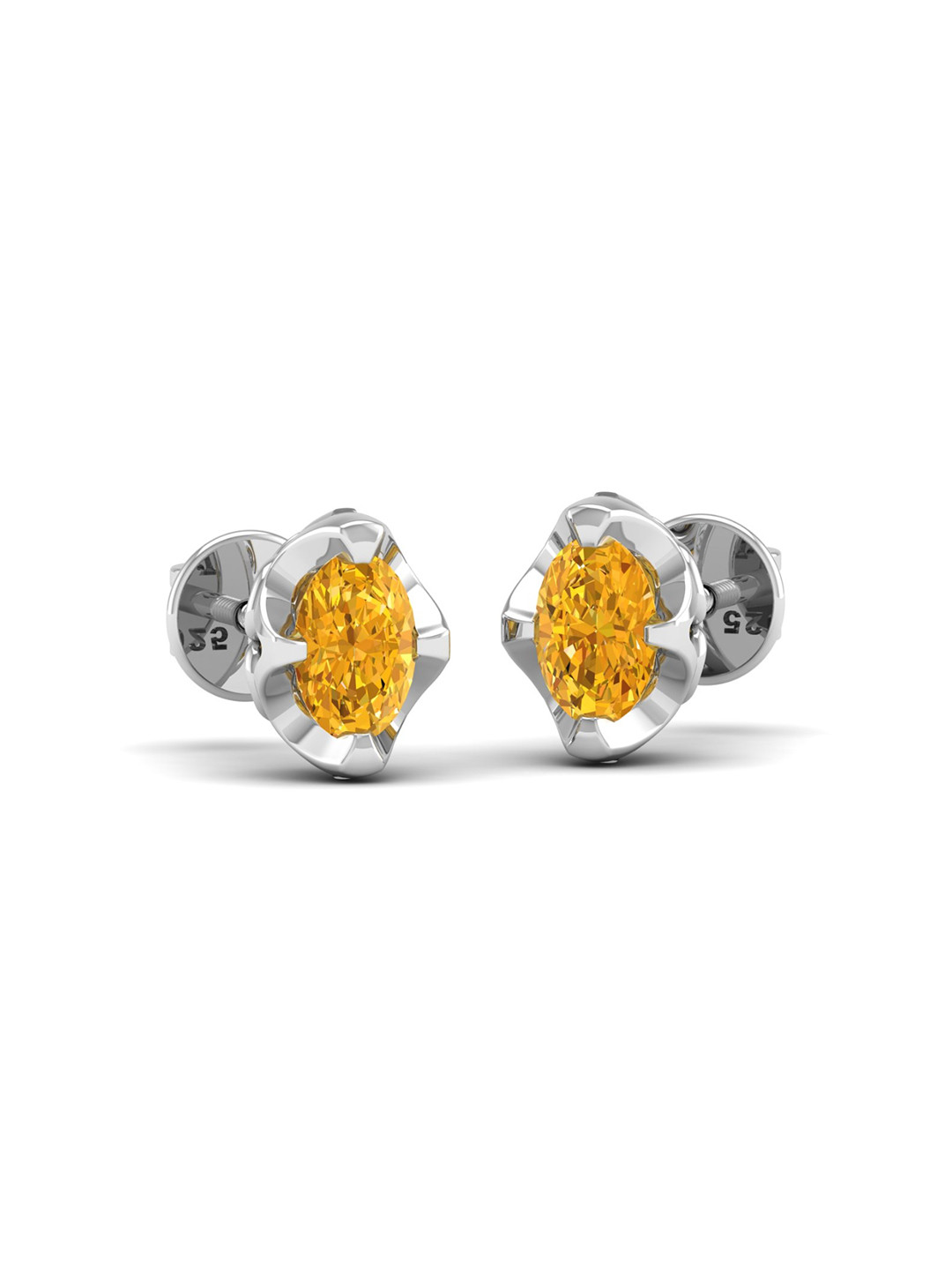 

AKSHAT SAPPHIRE 92.5 Pure Sterling Silver Rhodium Plated Cubic Zirconia Studded Earrings, Yellow