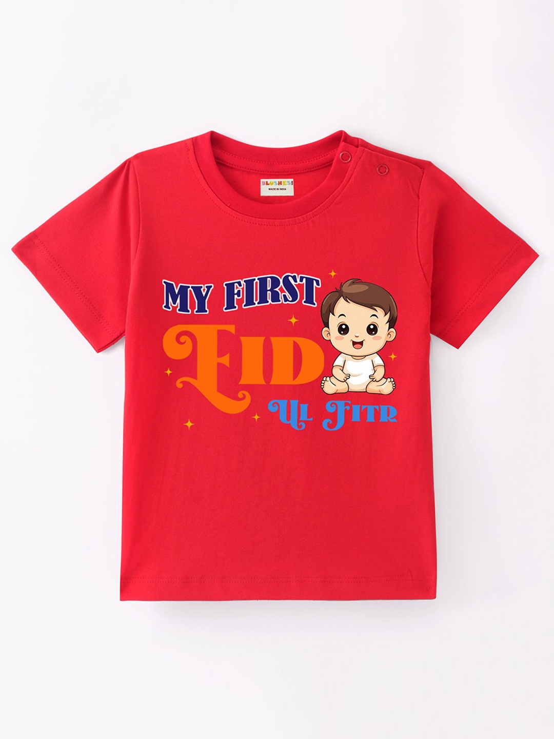 

BLUSHES Kids Graphic Printed Round Neck Cotton T-shirt, Red