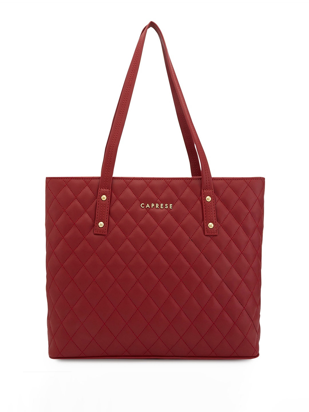 

DressBerry X Caprese Lucya Textured Quilted Shopper Medium Tote Bag, Red