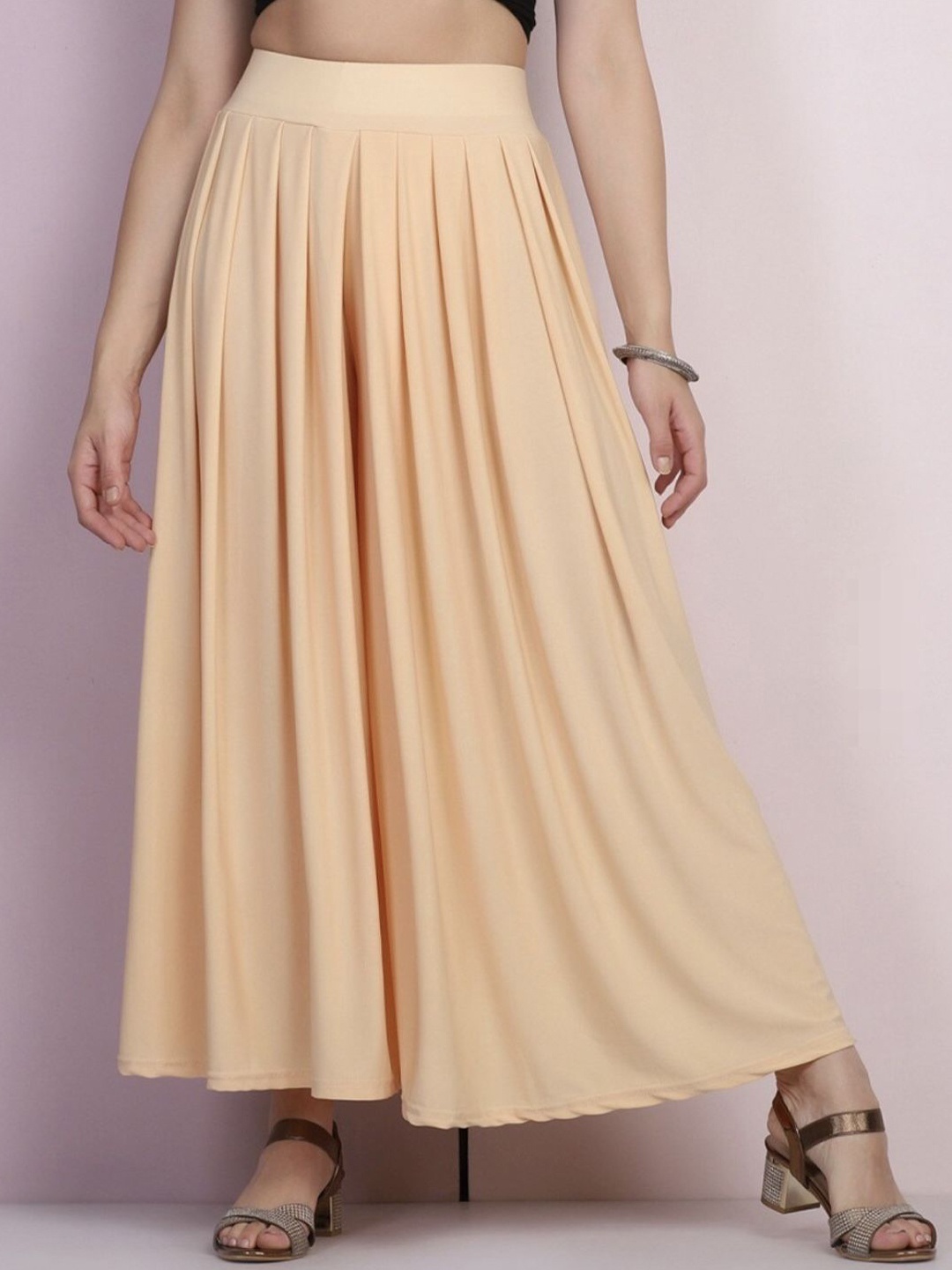 

Moda Rapido Women Relaxed Straight Fit Pleated Trousers, Gold