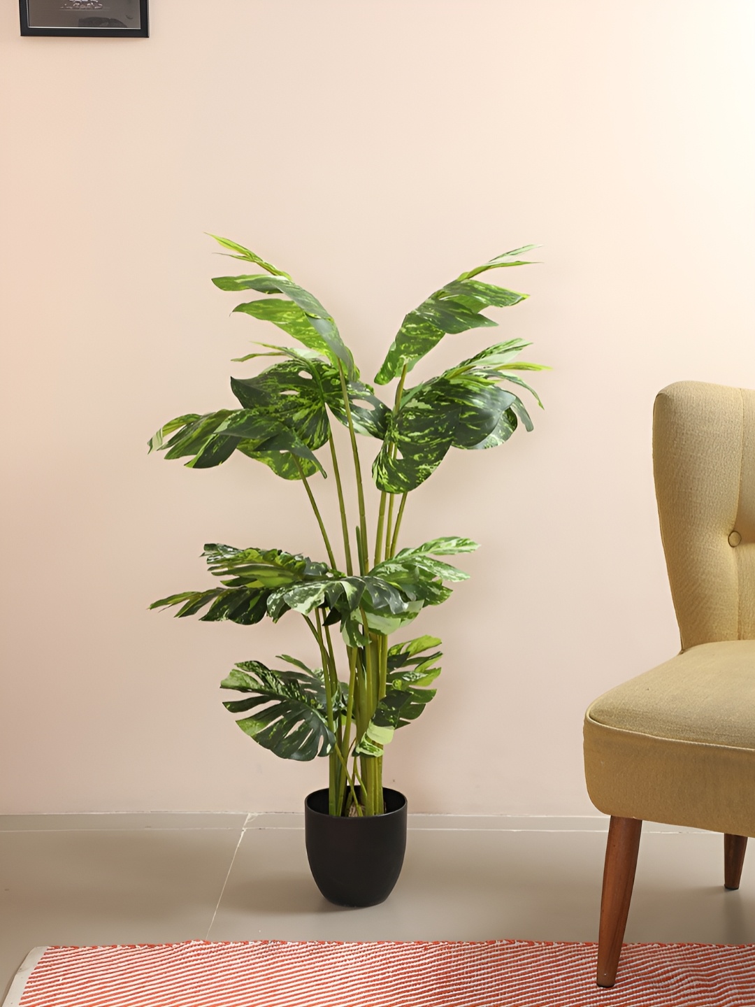 

Home Bloom Green & Black Artificial Variegated Monstera Plant With Pot