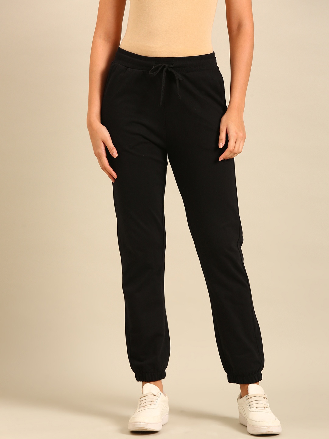 

De Moza Women Cotton Joggers Trousers, Black