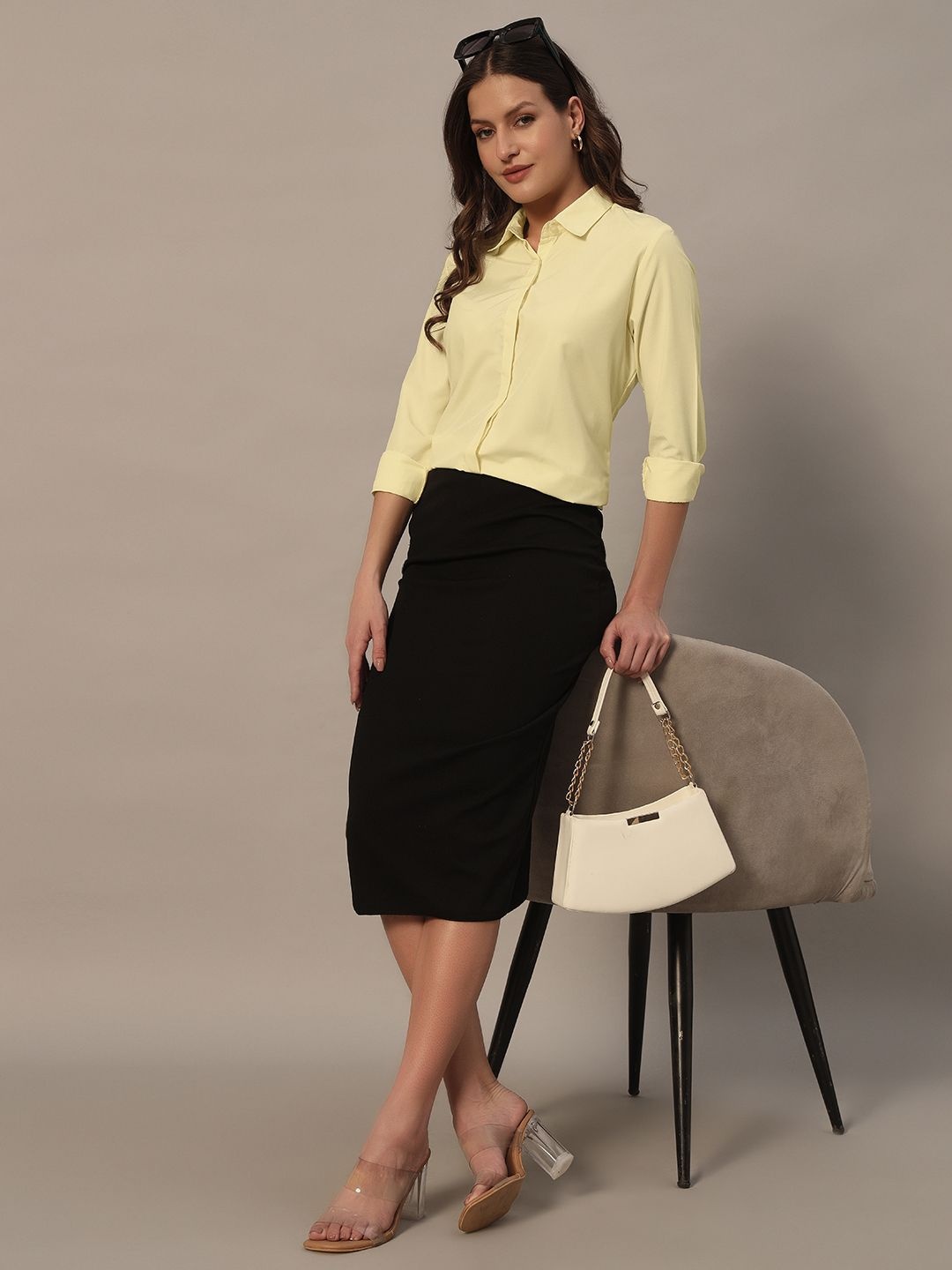 

Metronaut Women Spread Collar Solid Slim Fit Casual Shirts, Yellow
