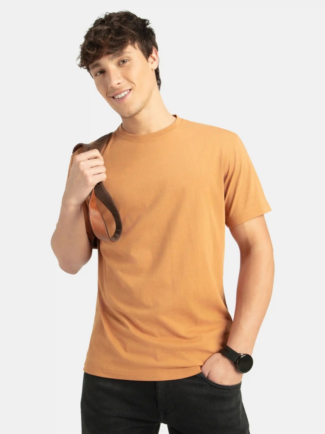 

Jockey Men Solid Round Neck T-shirt, Mustard