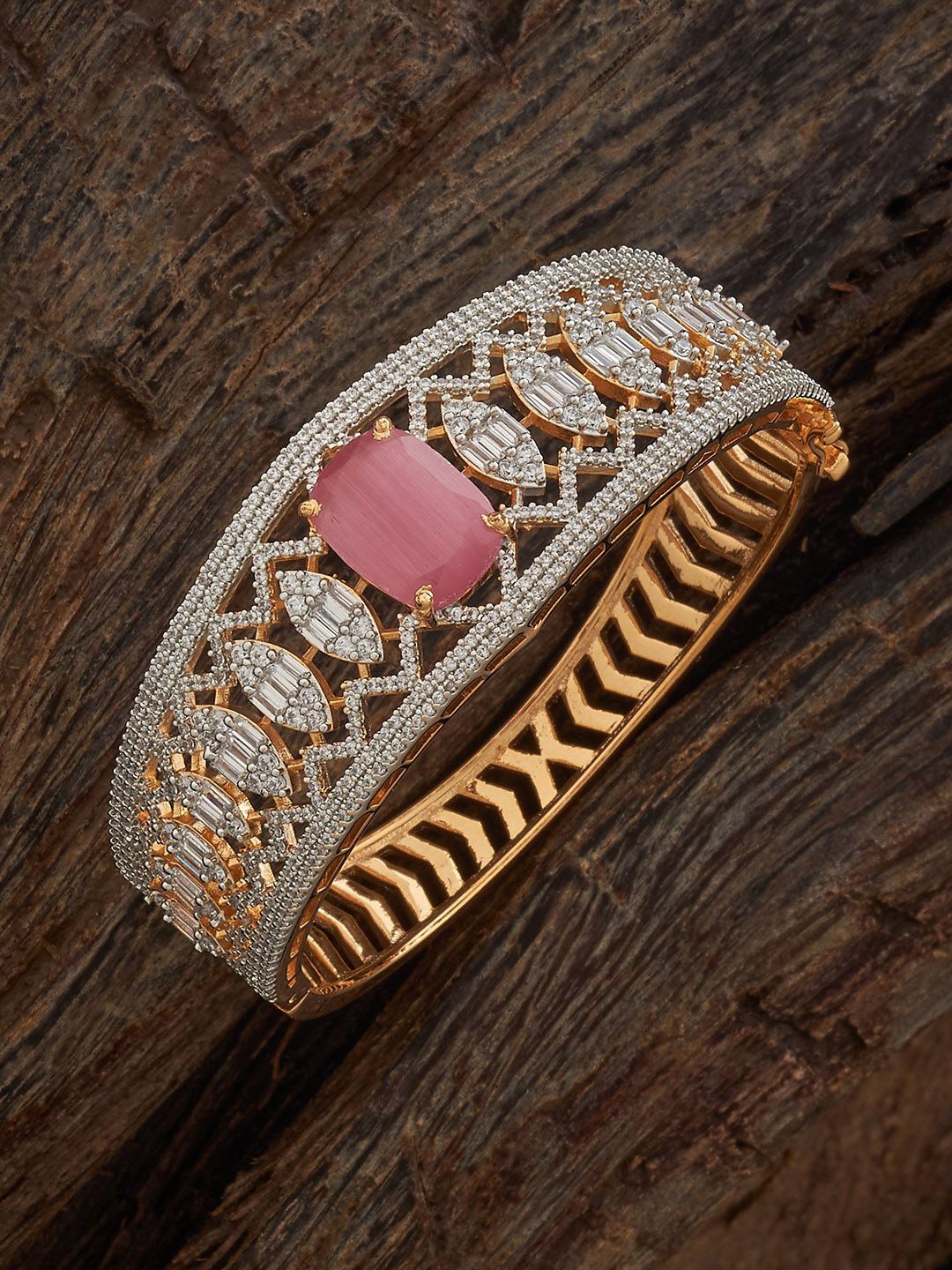 

Kushal's Fashion Jewellery Pink Gold-Plated Party Zircon Studded Kada