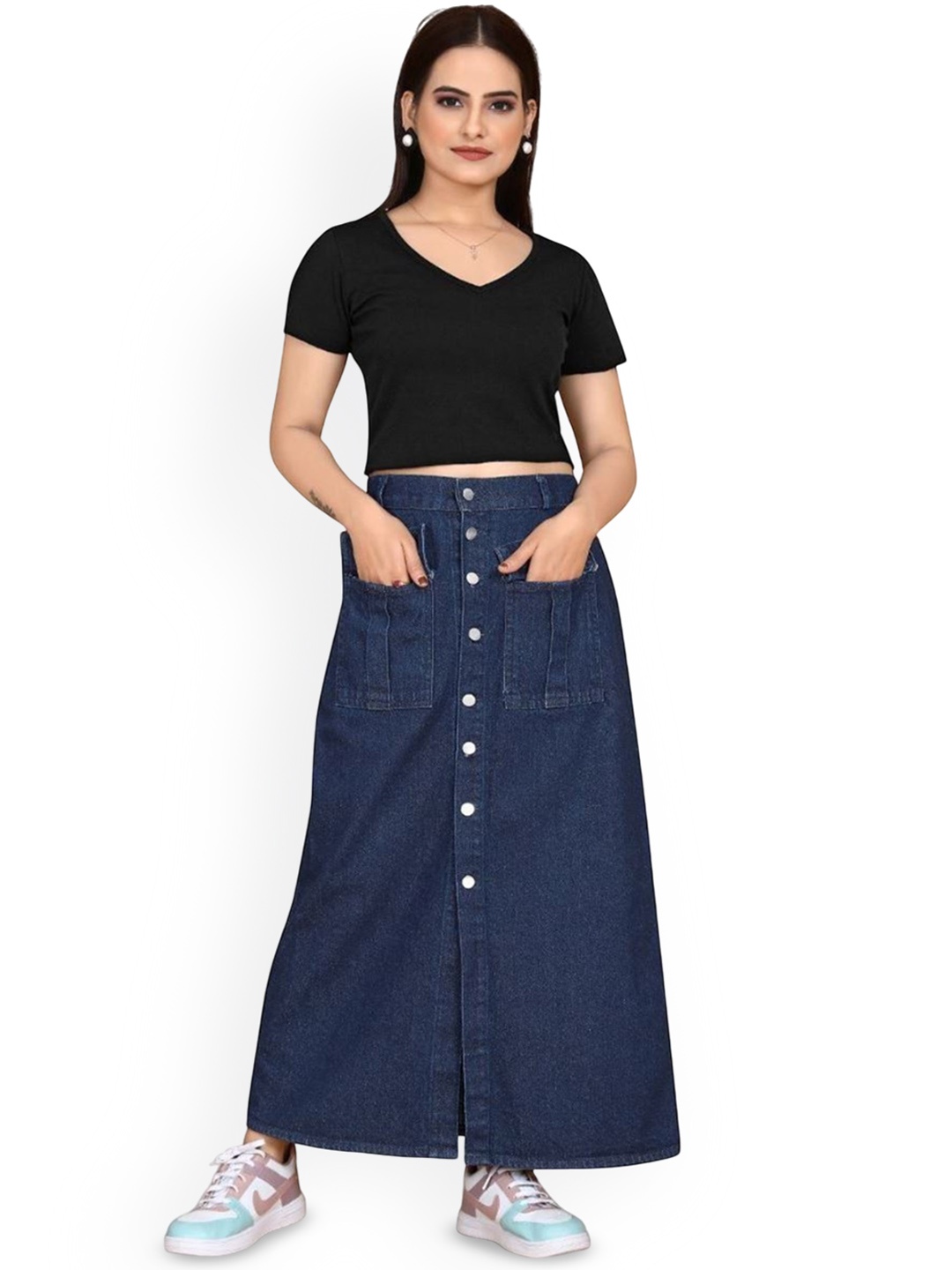 

Tripursundari Fashion Women A-Line Skirt, Navy blue