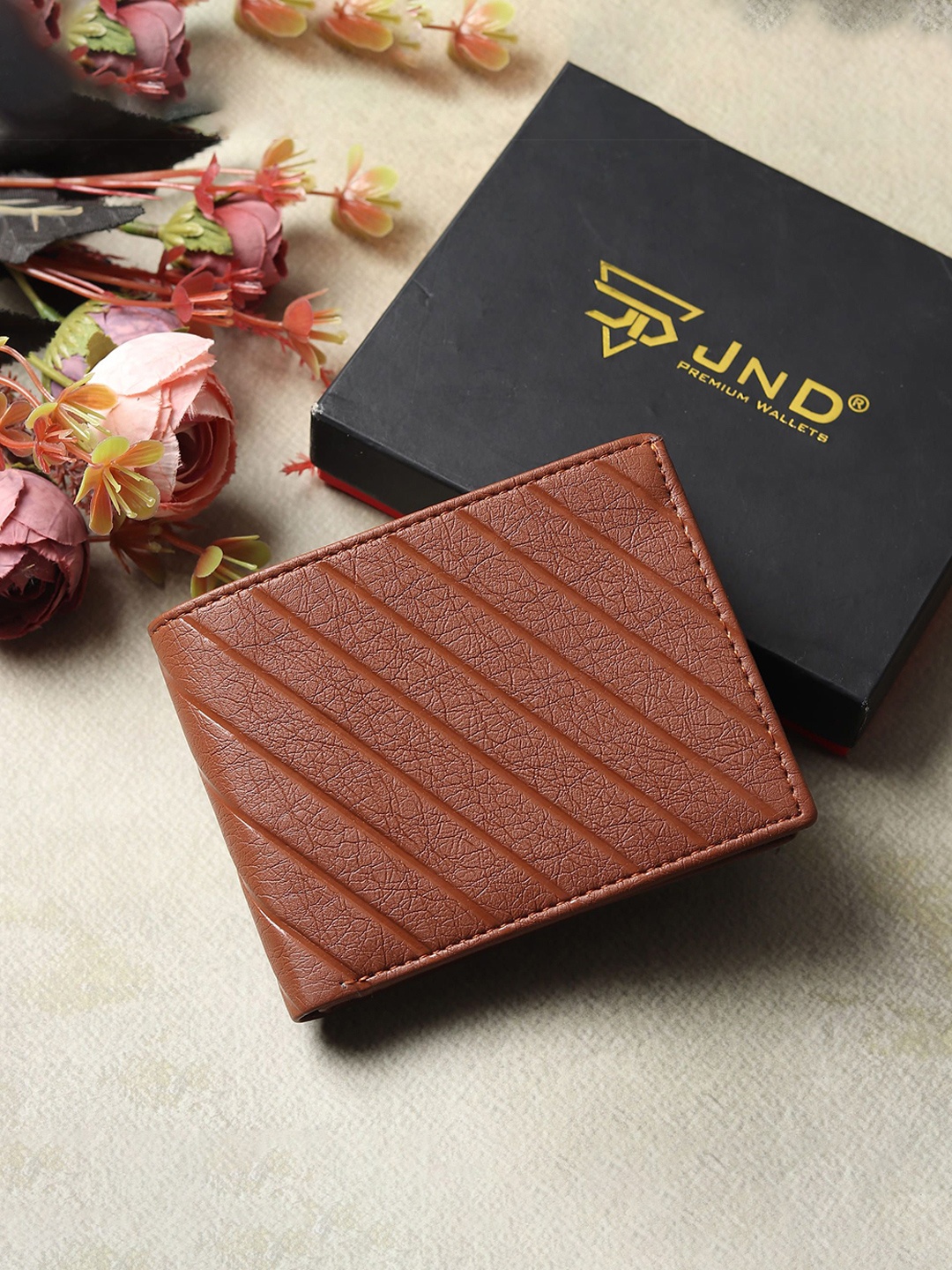 

JND Men Textured PU Two Fold Wallet, Tan