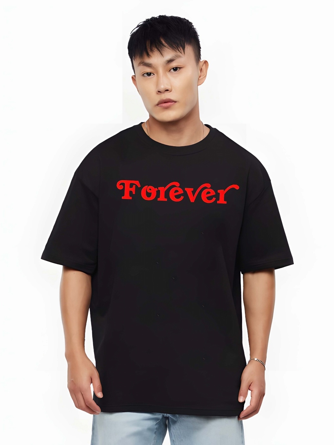 

THE BEETEL HOUSE Men Graphic Printed Round Neck Cotton Relaxed Fit T-shirt, Black