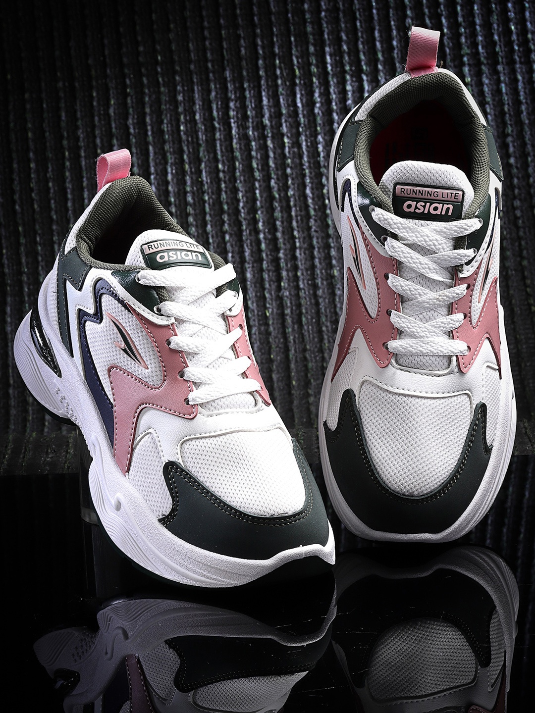 

ASIAN Women Colourblocked Round Toe Sneakers, White