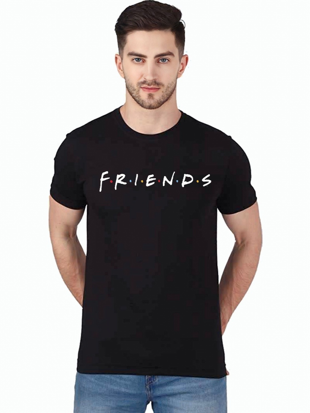 

THE BEETEL HOUSE Graphic Printed Round Neck Cotton T-shirt, Black