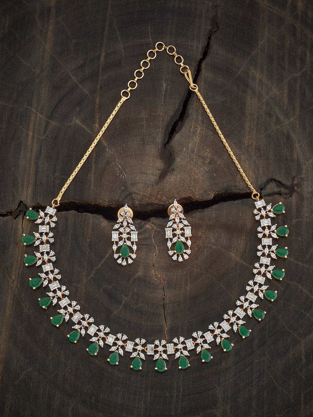 

Kushal's Fashion Jewellery Gold-Plated Zircon Studded Party Jewellery Set