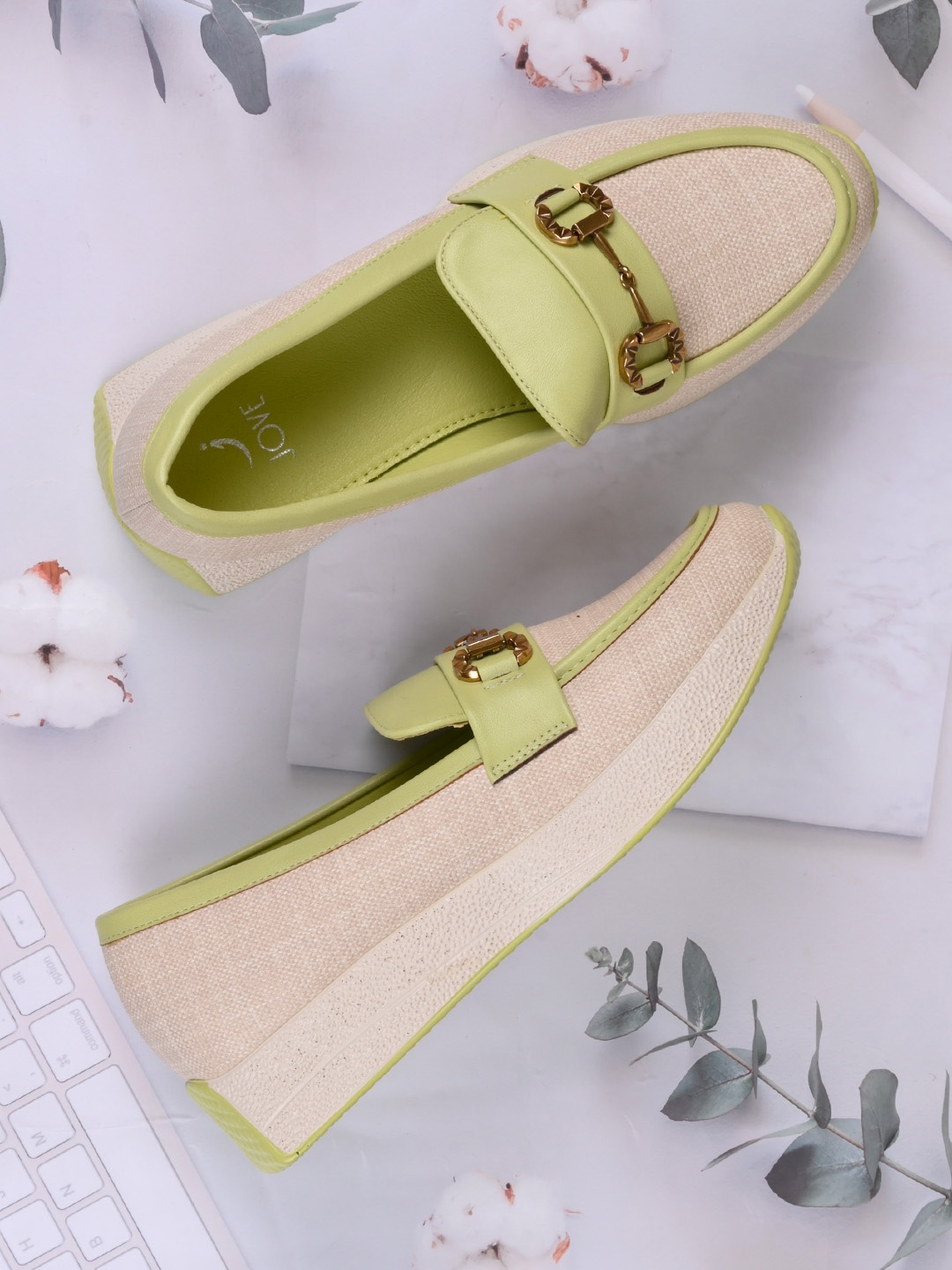 

Jove Women Colourblocked PU Loafers, Green