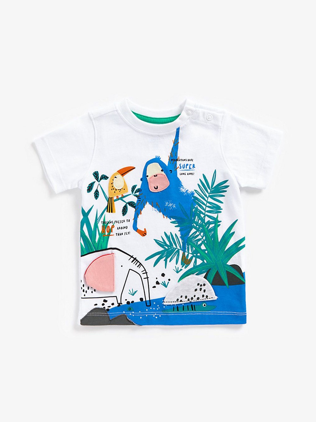 

mothercare Boys Graphic Printed Round Neck Cotton T-shirt, White