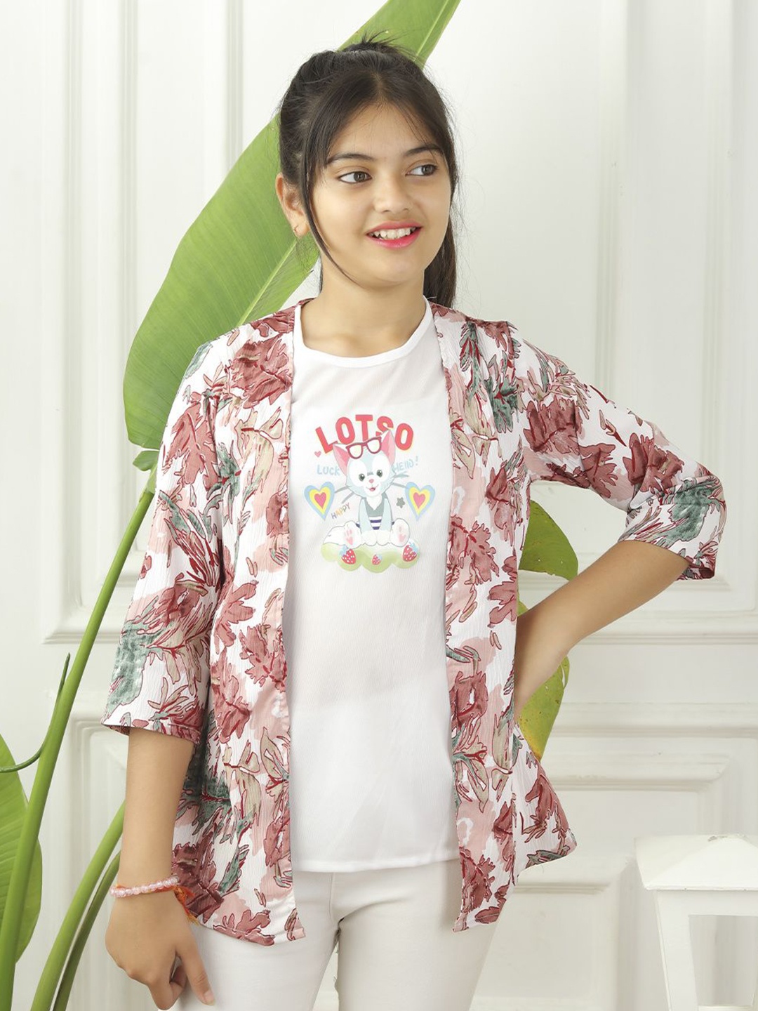 

Miss & Chief Girls Floral Printed Top, Green