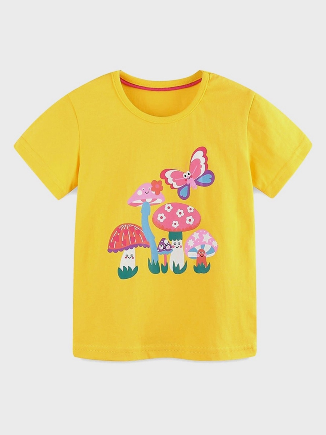 

LULU & SKY Girls Graphic Printed Round Neck Cotton T-shirt, Yellow