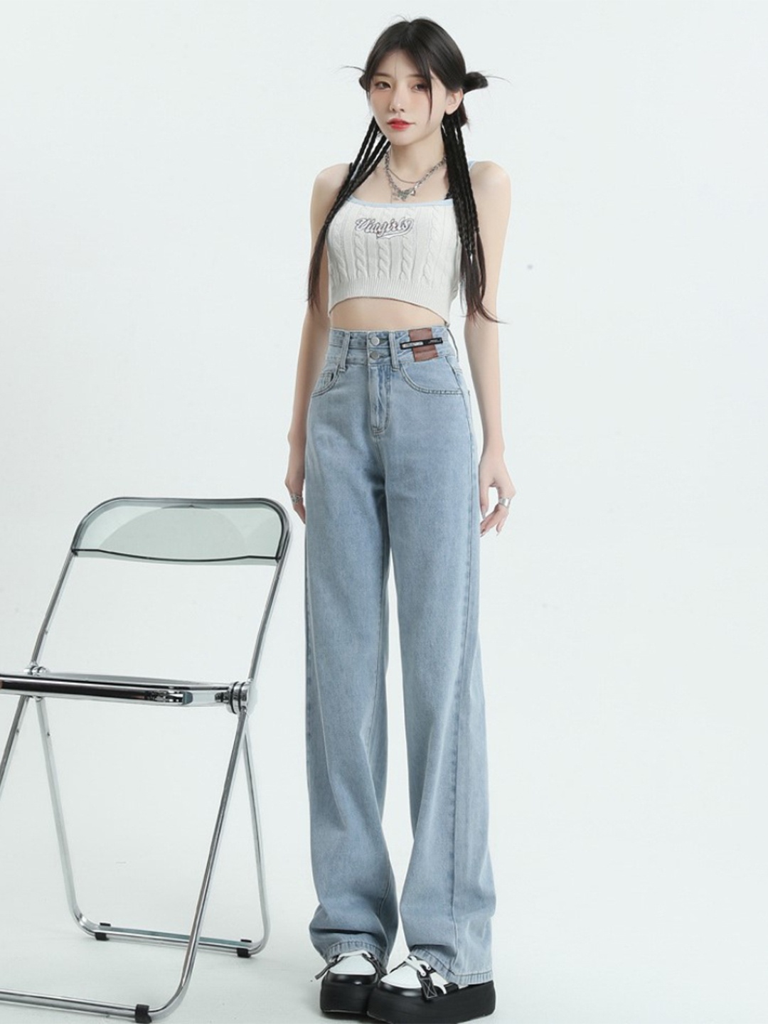 

StyleCast Women High-Rise Straight Fit Clean Look Jeans, Blue