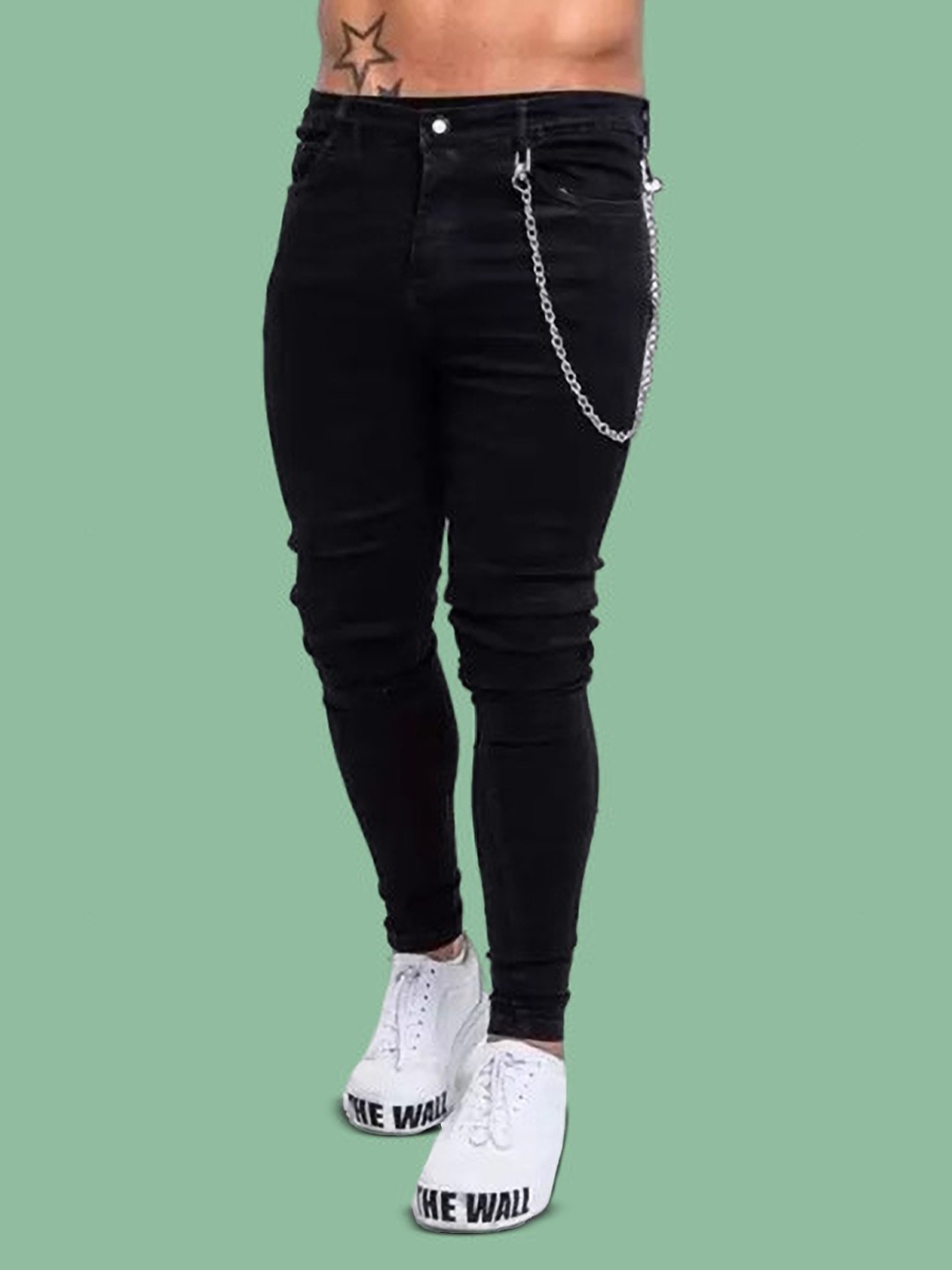

COMFITS Men Classic Regular Fit Mid-Rise Cotton Stretchable Jeans, Black