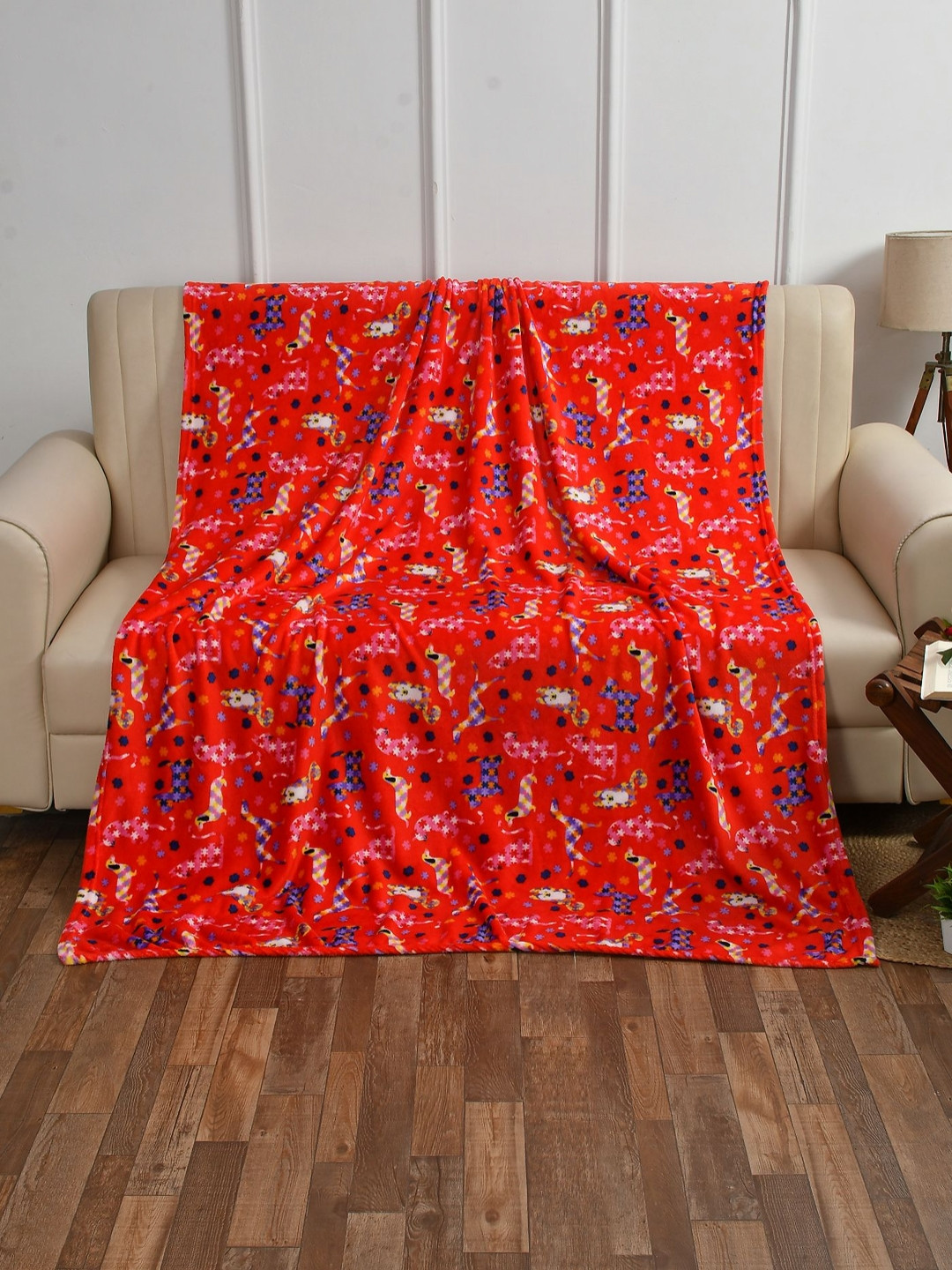 

MORADO Red & Purple Cartoon Characters Printed Woollen Single Bed Blanket