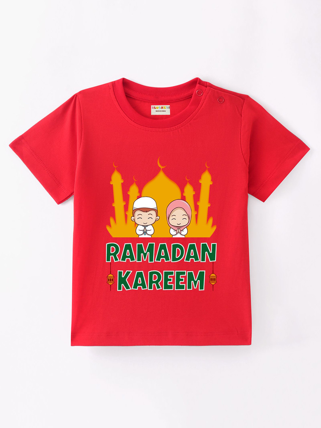 

BLUSHES Kids Graphic Printed Round Neck Cotton T-shirt, Red