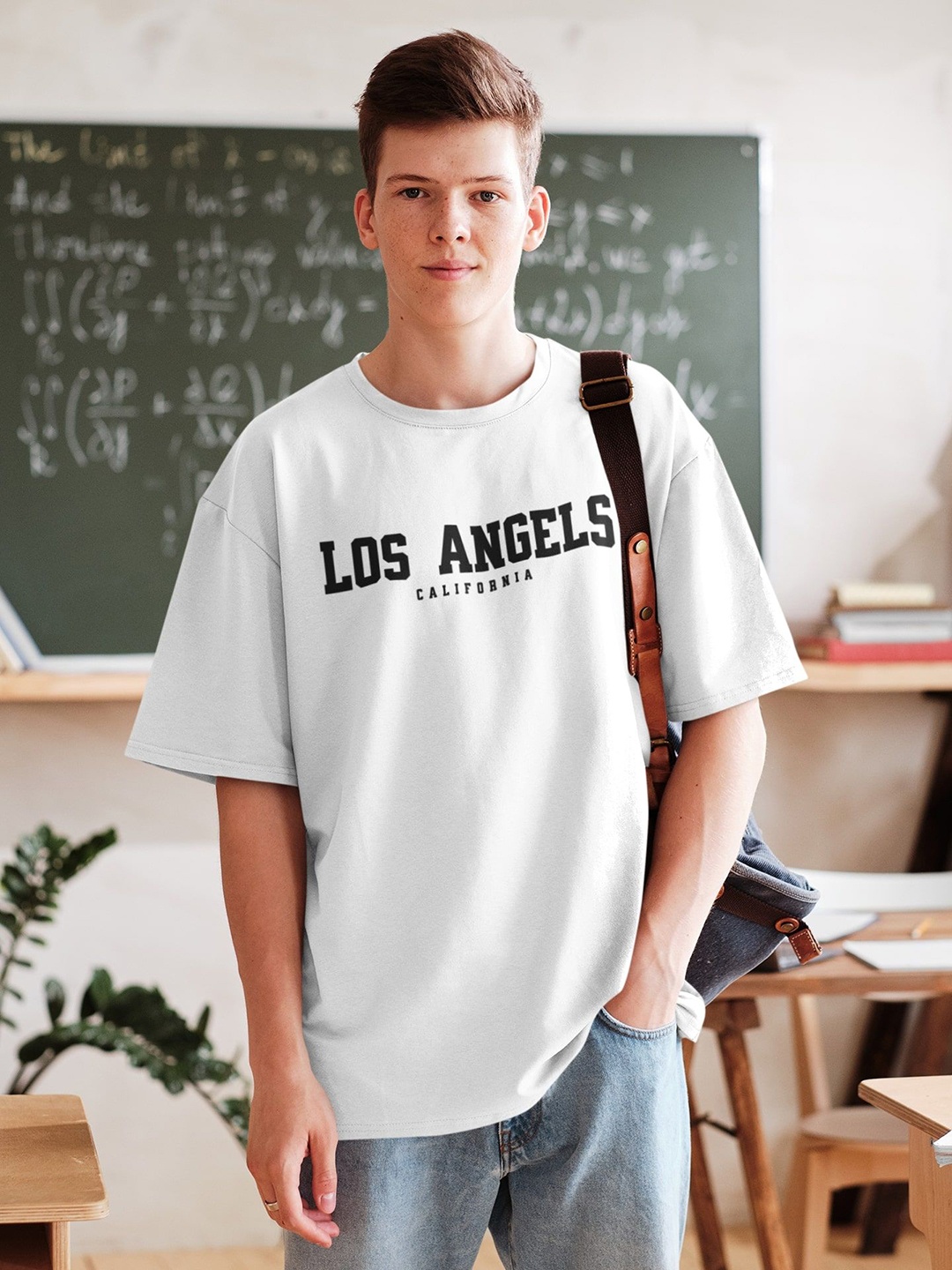 

Edyssa Men Typography Printed Round Neck Cotton Oversized T-shirt, White