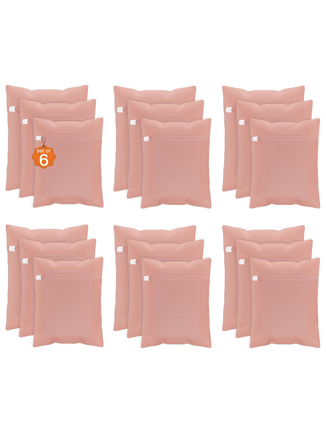 

Kuber Industries Peach Coloured 18 Pieces Rectangular Durable Laundry Bags With Zipper