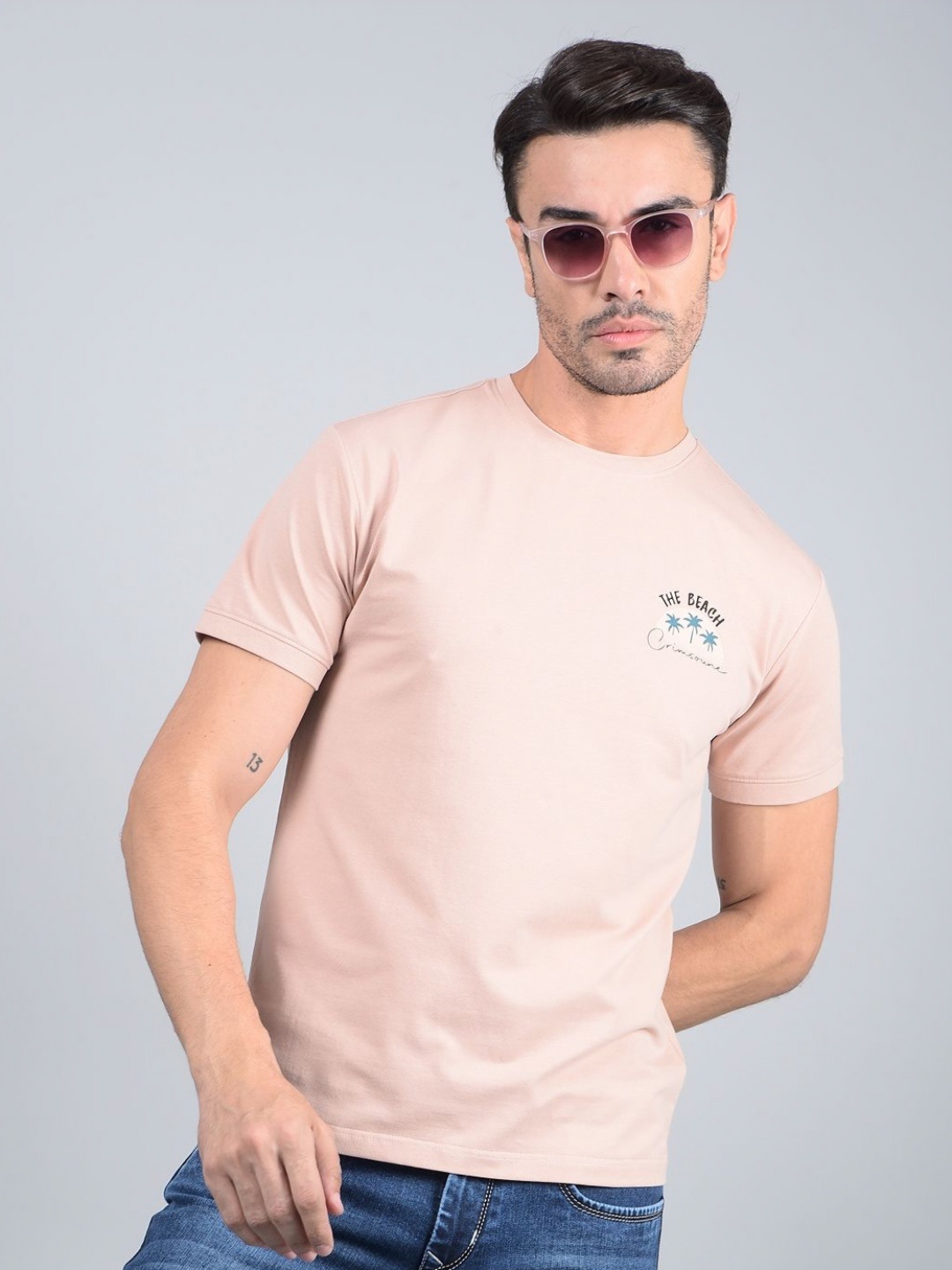

Crimsoune Club Typography Printed Slim Fit T-shirt, Peach