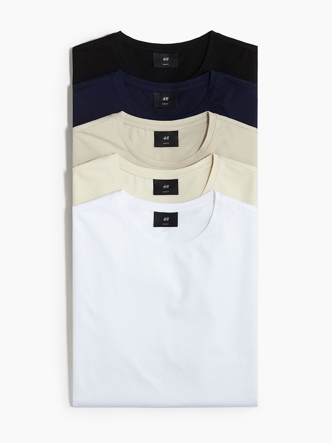 

H&M 5-Pack Slim Fit T-shirts, Blue