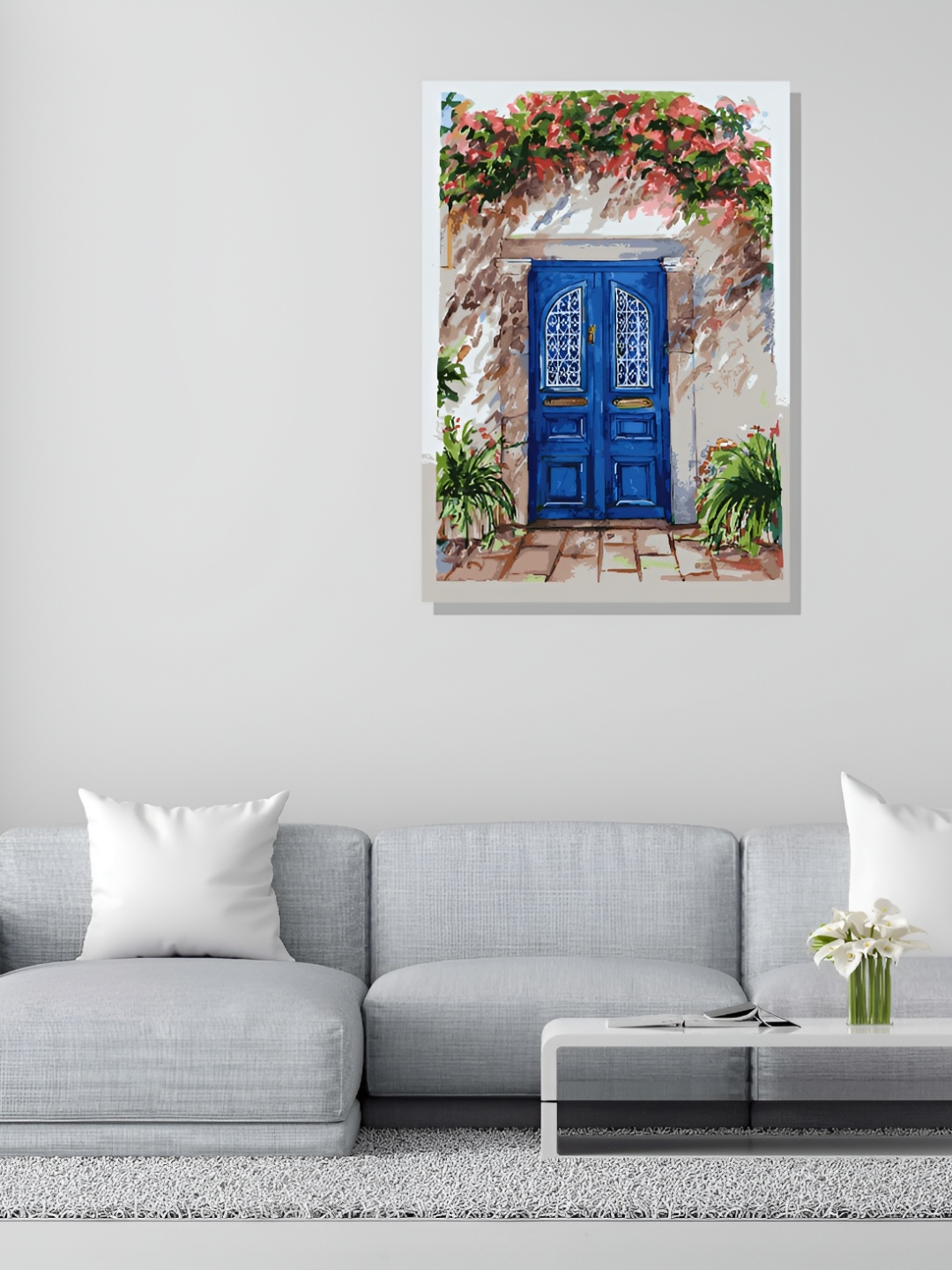 

Myntra Elegant Homes Blue & White Door Canvas Painting Wall Art
