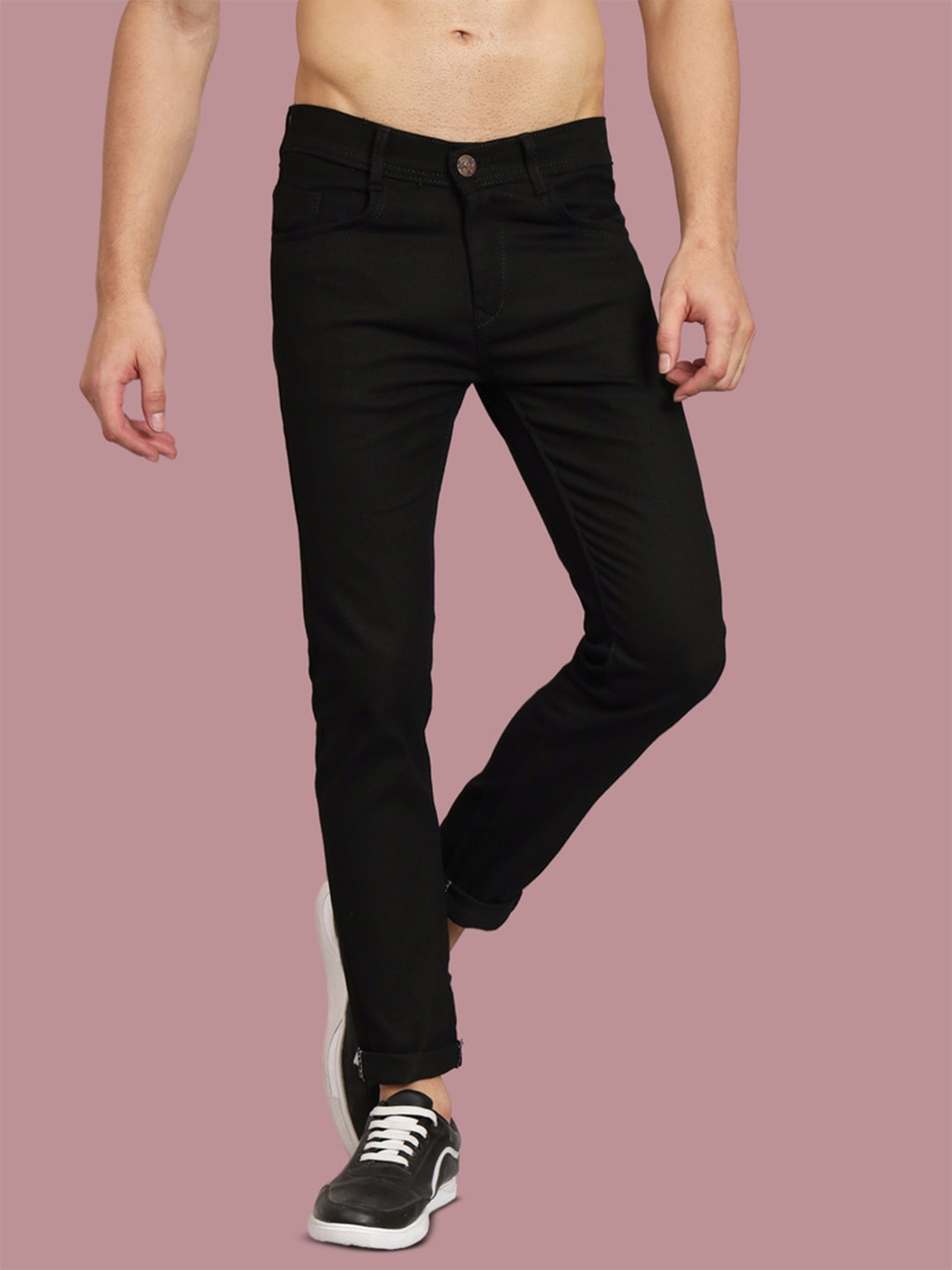 

COMFITS Men Classic Low Distress Stretchable Jeans, Black