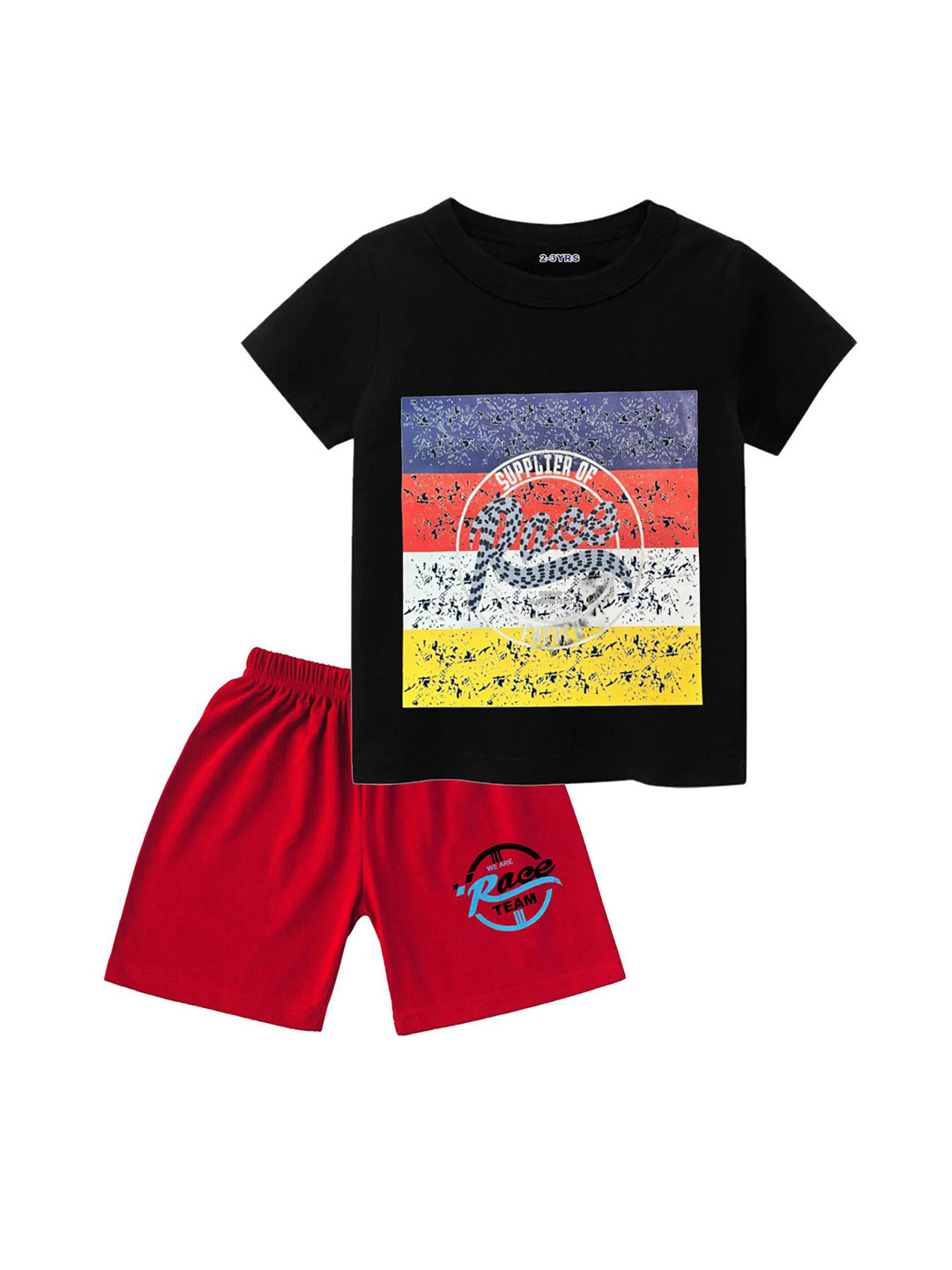 

Tik Tok WEARS Boys Graphic Printed Pure Cotton T-shirt With Shorts, Black