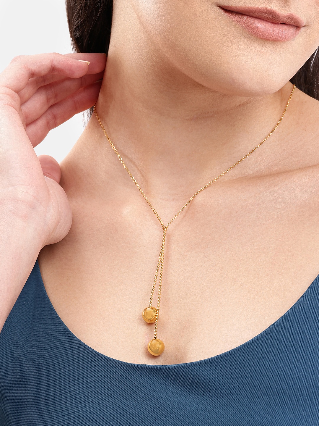 

DressBerry Round Shaped Pendant Chain, Gold