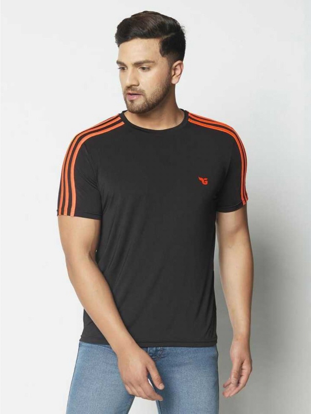 

Unicus Apparel Men Striped Casual T-shirt, Black