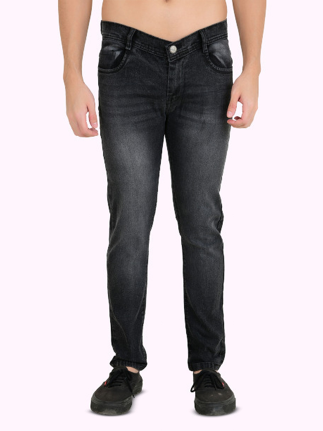 

COMFITS Men Classic Highly Distressed Heavy Fade Stretchable Jeans, Grey
