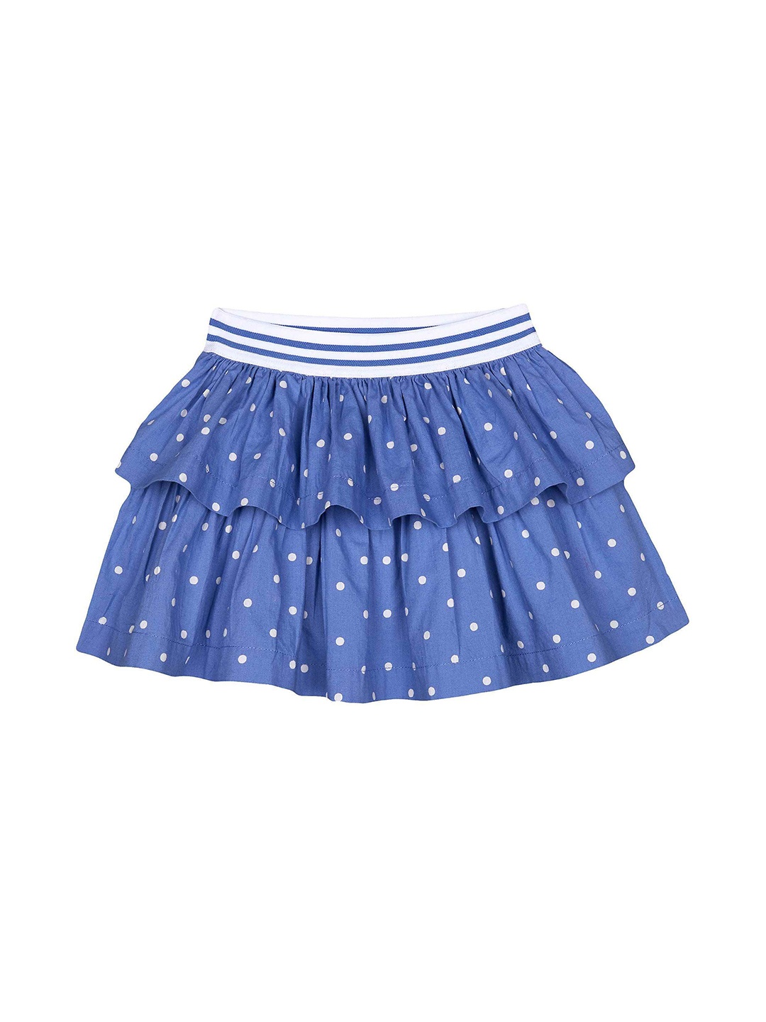 

mothercare Girls Polka Dot Printed Pure Cotton Tiered Skirt, Blue