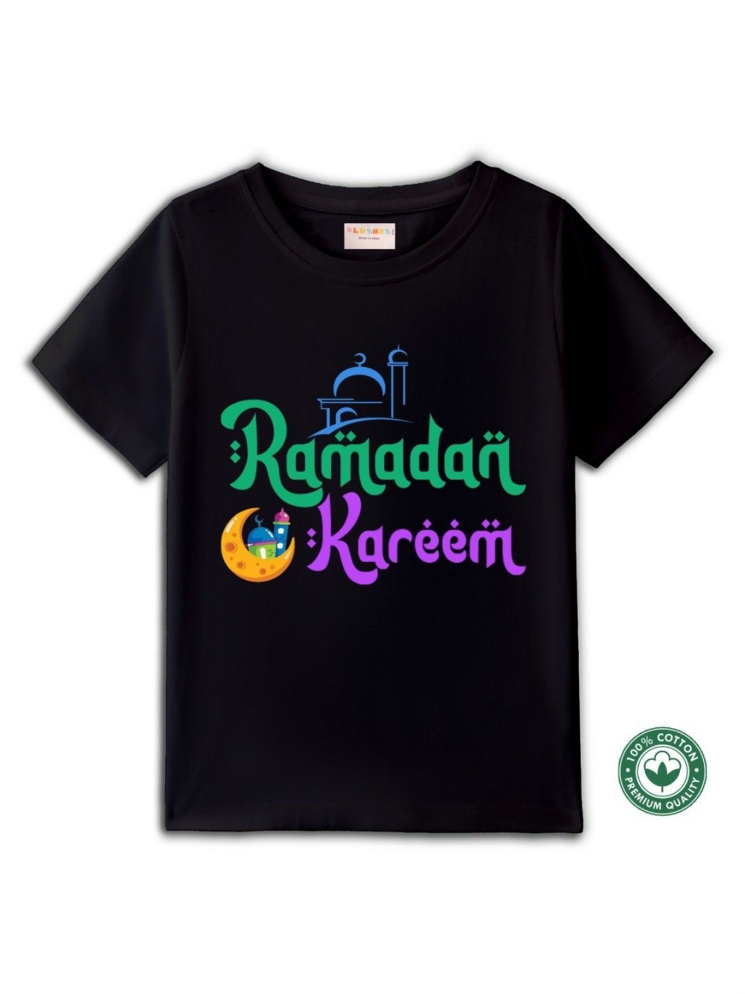 

BLUSHES Kids Graphic Printed Round Neck Cotton T-shirt, Black